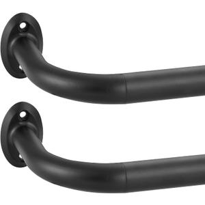 2 Pack 1Inch Diameter Wrap Around Curtain Rods for windows 28-86 inch(2.3-7Ft), Splicing Adjustable Room Darking Drapery Rod with Aluminum Finials and Brackets,Matte Black