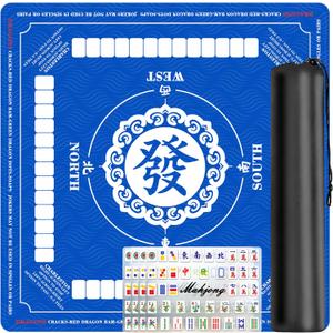 Mahjong Mat with Rules 31.5"x31.5" Anti-Slip Noise Reduction Mah Jongg Mat