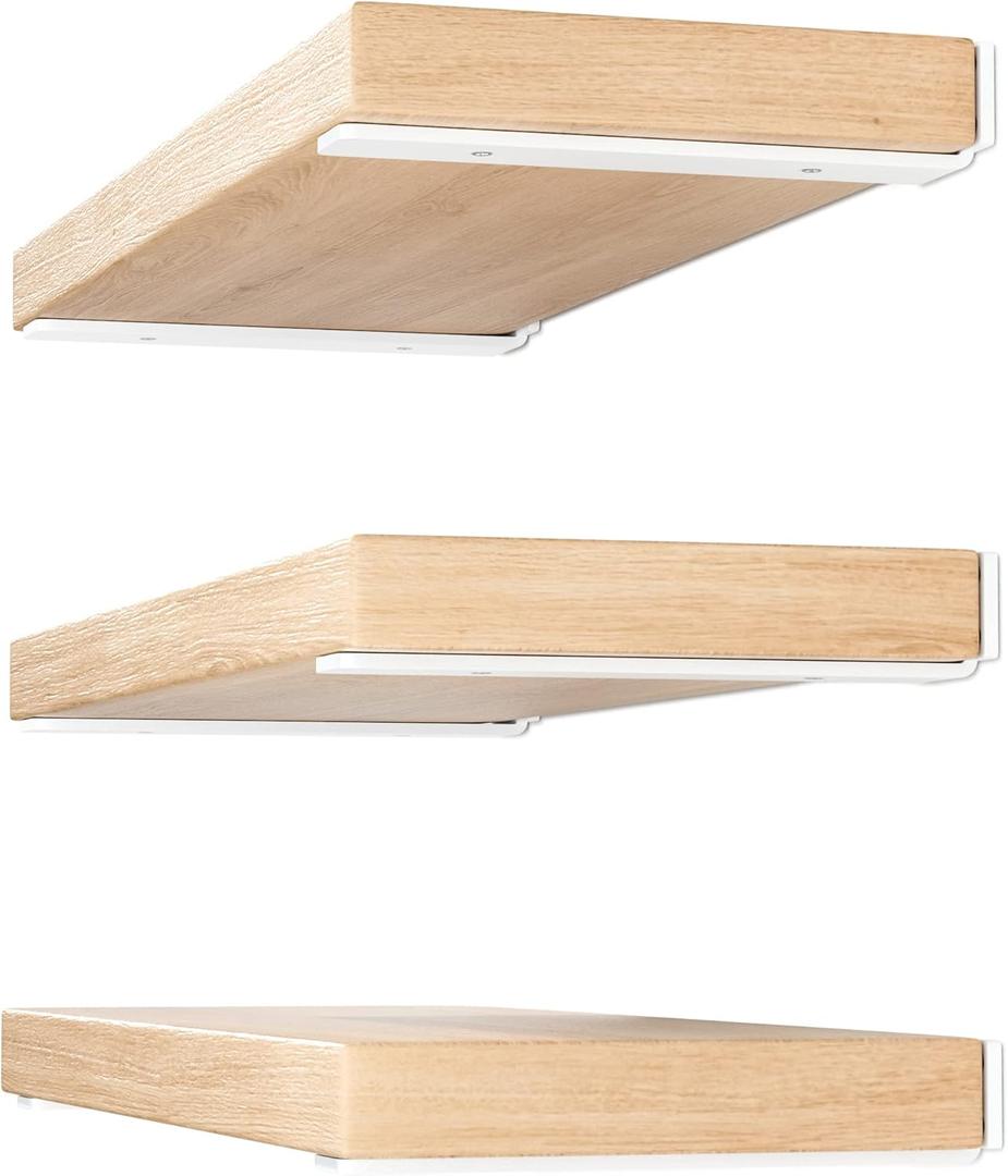 6 Pack Floating Shelf Bracket 10 Inch, Heavy Duty Hidden L Brackets, DIY Rustic Industrial Shelf Brackets with Modern Iron Finish(White)