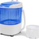Mini Spin Dryer Portable Washing Machine Rotary Timer Controller Compact Laundry for Home Apartment RV, White/Blue