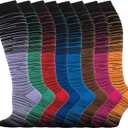 Compression Socks for Women Men Circulation Knee High 8 Pairs for Nurses, Running, Travel, Athletic (Large-X-Large)