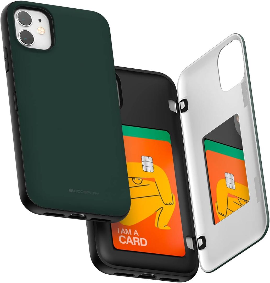 GOOSPERY Magnetic Door Bumper Compatible with iPhone 11 Case, Card Holder Wallet Easy Magnet Auto Closing Protective Dual Layer Sturdy Phone Back Cover 