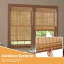 SMONTER Bamboo Roman Shades for Windows-Cordless Wooden Woven Blinds Light Filtering Bamboo Roll up Shades UV Protection and Easy Set up for Door and Countryhouse, 44" W x 64" H, Deer