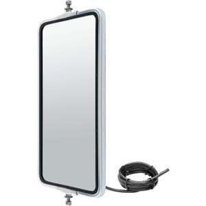 RETRAC 601288 7 x 16-Inch Stainless Steel Rounded Angle-Back Heated, Lighted West Coast Mirror Head, Universal Driver or Passenger Side, Chrome