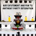 3-Tier Race Car Theme Cupcake Stand Racing Birthday Party Decoration Round Cardboard Cupcake Stand for Cars Birthday Decorations Race Car Party Supplies