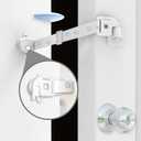 Neobay Adjustable Door Strap and Latch, Damage-Free Cat Door Latch to Keep Large Dog Out of Litter Box, Economical Alternative of Pet Gates and Interior Cat Door, Magnetic with Stopper 1 Pack
