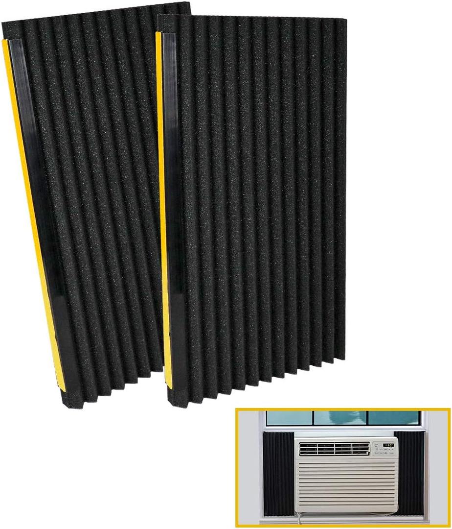 LBG Products Window Air Conditioner Foam Insulation Panels,AC Side Insulating Panel Kit,2 Pack,Black, 17in High x 9in Wide x 7/8in Thick