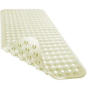Yimobra Bathtub Mat Non Slip, Super Strong Suction Cups, 27.5"x15.5" Long Shower Mat with Drain Holes, Machine Washable Fast Draining Bath Mats, Bathroom Essentials,Beige