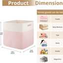 OIAHOMY 13 Inch Cube Storage Bins, 3-Pack Cotton Rope Woven Baskets for Organizing, Insert Storage Baskets for Shelves, Baby Nursery, Closet Organizer, 13 * 13 * 12.6IN, Pink & White