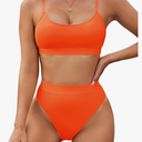Pink Queen Plus Size High Waisted Bikini Set for Women Two Piece Cheeky High Cut Swimsuit Bathing Suit White M
