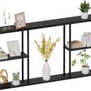 WOHOMO Black Console Table,3-Tier Small Entryway Table,Long Sofa Table for Hallway,Living Room(63 inch)