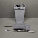 Meetue Mop and Bucket Set, Flat Mop and Bucket System with Wringer, Automatic Separates Dirty and Clean Water Include 6 Reusable Microfiber Mops for Floor Cleaning