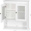 Spirich Bathroom Cabinet Wall Mounted, Medicine Cabinet Organizer with Glass Doors and Adjustable Shelves, Bathroom Wall Cabinet Over Toilet, White, 21.5 inches x 7.48 inches x 24 inches