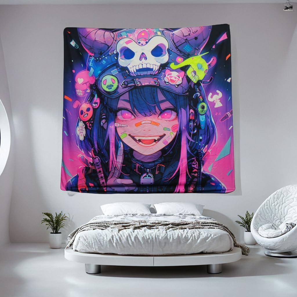 Houhuang Hanging Paintings, Blacklight Tapestry, Murals, And Decorative Paintings , Cartoons, Polyester Material (59 "X 59") For Families, Bars, And Outdoor Parties (24806)