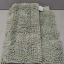 H.VERSAILTEX Sage Bathroom Rugs, Bath Mat Set of 2 Extra Thick Chenille Striped Pattern Shaggy Bath Rugs for Bath Room, Non Skid Bath Mats for Bathroom Floor (32 x 20 Plus 24 x 17 - Inches)