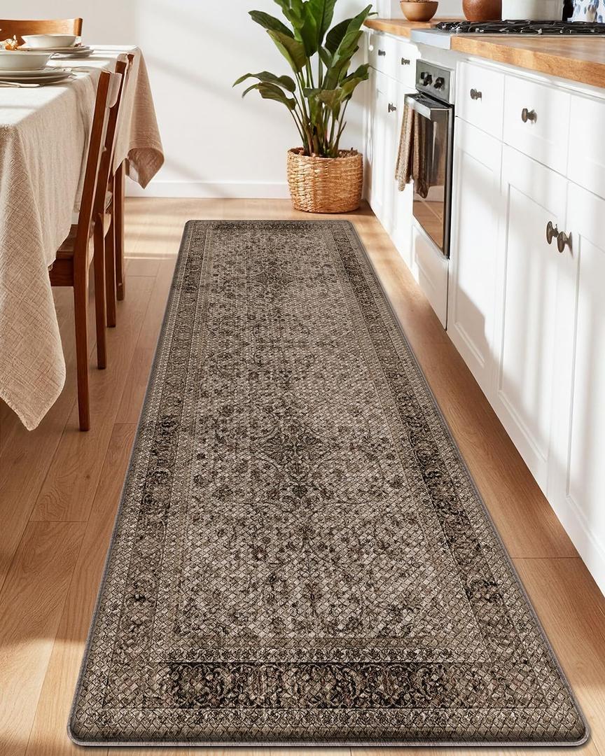 LUMI Anti Fatigue Cushioned Kitchen Mat for Floor, Non-Slip Comfort PVC Padded Runner Rug with Faux Leather Surface for Desk Office, Sink, Laundry, 24"x59"