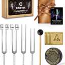 Tuning Forks for Healing Set - 128Hz, 136.1Hz, 256Hz, 384Hz Weighted & Unweighted Tuning Fork Kit with Hockey Puck Activator - Chakra Sound Therapy Instruments for Meditation & Yoga in Pouch