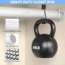 Closet Rods for Hanging Clothes, 17 to 69 Inch Heavy Duty Stepless Adjustable Closet Hanging Rod, 1.3 Inch Diameter Metal Closet Rod for Wardrobes Laundry Bedroom RV, White