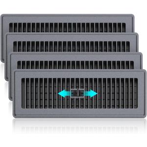 Floor Register 4x14-4 Pack Floor Vents Covers Heavy Duty Steel Walkable Floor Grates Vent Covers for Home Floor Intermediate Switch Design Adjustable Air Vent Covers for Sidewall and Floor, Gray