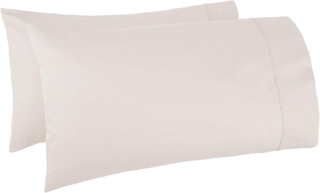 Kamas Egyptian Cotton Sateen Weave Pack of 2 Extra Large Pillowcase to Fit Your Oversized Pancake Large Huge & Gusseted Pillows (Ivory, Queen Oversize- 23x34)