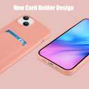 MZELQ Silicone Compatible with iPhone 15 Case, Card Holder Camera Protection Cover + Screen Protector, Card Slot Soft Slim Phone Case -Pink