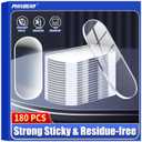 Nano Double Sided Adhesive Pads Strong Sticky Dots & Residue-Free, Mounting Tape Heavy Duty Hang Picture Decor Poster Map, Clear Large Dots Tape Removable, 180 Pcs 1.38x0.6 in
