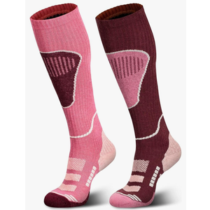 Merino Wool Ski Socks 2 Pairs, Thermal Knee High Warm Socks for Snowboarding, Hiking, Cold Weather, Snow, Hunting L