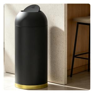 13 Gallon Trash Can with Lid, Bullet Shape Stainless Steel, 360° Swing Lid