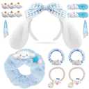 Cute Hair Accessory Set Cute Headband Various Styles of Hair Clips, Hair Cords, Hair Ties Plush Hair Loop Blue