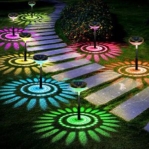 Nupostai 8 Pack Solar Pathway Lights, Multicolor & Warm White LED, IP67 Waterproof, Outdoor Garden Yard Lawn Landscape Decorative