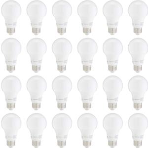 Amazon Basics A19 LED Light Bulbs, 60W Equivalent, Daylight White 5000K, Non-Dimmable, Energy Efficient 9W, E26 Base, 10,000 Hour Lifetime, 24-Pack