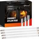 Bluesea 4 Pieces Chimney Sweep Kit Nylon Rod, Chimney Cleaning Kit Accessories with Hex Key and Adapter for Electric Drill, Flexible Nylon Rod for Chimney Brush, Extends to 13 Feet for Easy Cleaning.