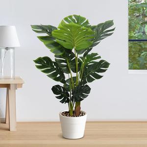 Artificial Monstera Plant 4 Ft Fake Plants with Plastic Pot for Office and Home Decor, Tall Faux Plant for Indoors and Outdoors, Artificial Tree Housewarming Gift 