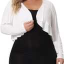 Agnes Orinda Plus Size Cardigan for Women Long Sleeve Open Front Elegant Cropped Shrugs Bolero Cardigans (White, XXL)