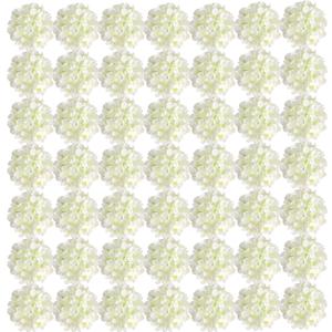 Auihiay 56pcs Hydrangea Artificial Flowers, Faux Hydrangea Flowers with Stems, Silk Hydrangea Heads for Wedding Centerpiece, Home, Garden Party Decoration (Ivory) (56 Pcs Ivory)
