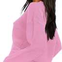 Urban CoCo Women's Solid Long Sleeve Crew Neck Knitted Pullover Sweater Tops (Pink, XL)