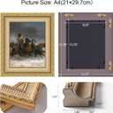 ArtXO Wood Vintage A4 Picture Frames for Living Room Wall Decor: Classic Gold 8.25x11.75 Gallery Wall Frame for Canvas, Poster, Diploma, Family Friends Photo Display