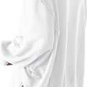 Bornpom Oversized Sweatshirt Crewneck Sweatshirts Long Sleeve Shirts Slit Pullover Top Solid Color Preppy Clothes (White, M)