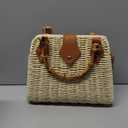 ZIDE Straw Crossbody for Women Woven Summer Beach Handmade Wicker Rattan Bamboo Joint Bag Boho Satchel for summer Holiday, Beige