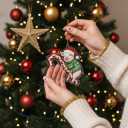 Pig Christmas Ornament 2025 2D Flat  Acrylic Holiday Tree Hanging Decoration  Cute Farm Animal Hugging Candy Cane Ornament, Pig Lover Gift, Rustic Christmas Keepsake 2025