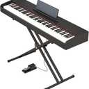 Digital Piano 88 key Semi Weighted Keyboard With X Stand & Sustain Pedal, Full-Size Beginner Electric Piano For Bluetooth, Headphone Mode, USB-MIDI (Black)
