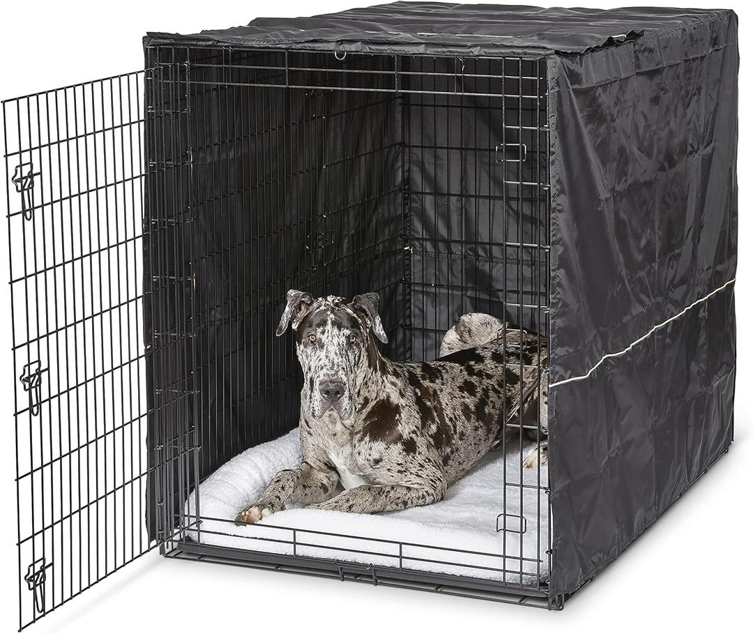 MidWest Homes for Pets XXL Dog Crate Cover, Black Polyester Privacy Kennel Cover Fits Most Giant 54-Inch Crates, Machine Washable, Reduces Barking & Chewing
