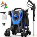 Electric Pressure Washer with Anti-Tipping, 35FT Power Cord, Cleaning Machine with Foam Cannon for Cars Fences Driveways Patios Home Cleaning Blue