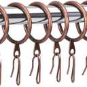 Hotop 30 Pcs Metal Drapery Curtain Rings 0.98/1.26/1.65 inch Interior Diameter and 30 Pcs Hanging Curtain Drapery Pin Hooks for Window Door Shower(Red Bronze,32 mm)