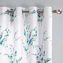 MYSKY HOME Floral Curtains 63 Inch Length 2 Panels for Bedroom Living Room Thermal Insulated Light Filtering Soft Curtains for Home Decor Grommet Leaf Flower Printed Window Treatments, Sage
