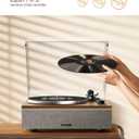 QLEARSOUL ONE-S Vinyl Record Player with Bluetooth Input/Output, All-in-One Vintage Turntable Built in Speakers, Phono Preamp & DSP, AT-3600L Cartridge, 33/45 RPM (Walnut)