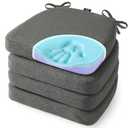 SUNROX Cooling Gel Memory Foam Chair Cushions, 2.6" Thick U-Shaped Dual-Layer Comfort Dining Chair Pads, Non Slip Seat Cushion with Ties for Indoor Kitchen Office 17"x16" Set of 4, Taupe