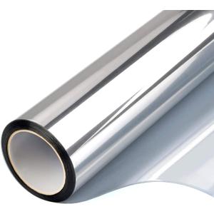 Filmgoo Window Privacy Film One Way Daytime Mirror Tint Treatments UV Heat Control Vinyl Stickers Sun Block Glass Paper Door Covering Reflective (Silver, 29.5 Inch x 6.5 Feet)