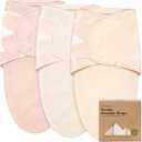 3-Pack Organic Baby Swaddle Sleep Sacks - Swaddles for Newborns, Infant 0-3 Months, Baby Girls, Boys, Soft & Snug Newborn Sleep Sack, Nursery Swaddling Blankets 
(Angelic, XS)