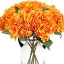 Blooming Paradise Pack of 3 Artificial Fake Flowers Plants Silk Hydrangea Arrangements Wedding Bouquets Decorations Plastic Floral Table Centerpieces Home Kitchen Garden Party Festival Bar(Orange)
